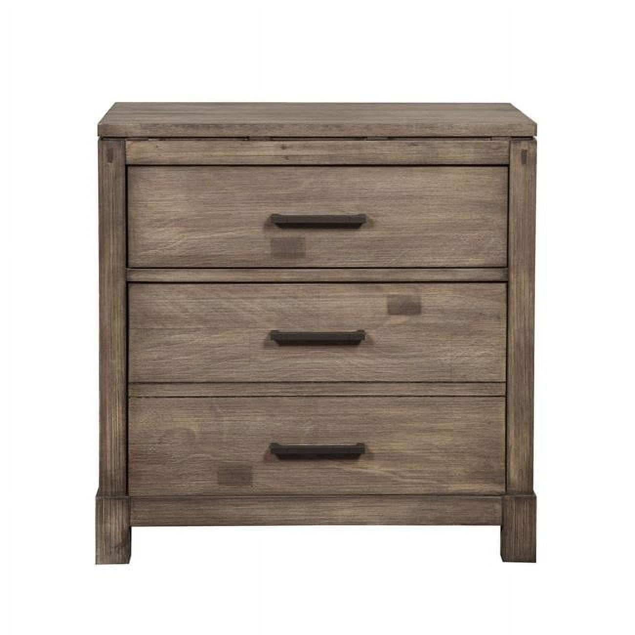 Weathered Grey Mahogany 3 Drawer Nightstand