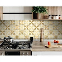 HomeRoots 399841 5 x 5 in. Golden Yellow Retro Peel & Stick Removable Tiles