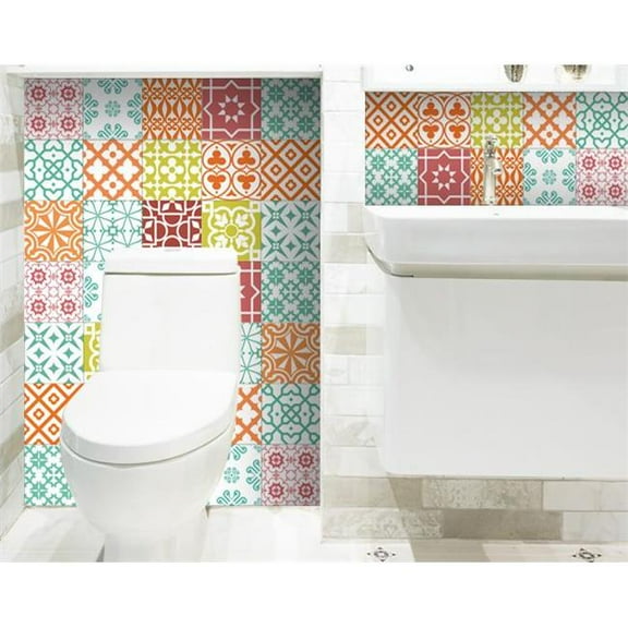 HomeRoots 399856 5 x 5 in. Muted Mint Green Brights Mosaic Peel & Stick Removable Tiles