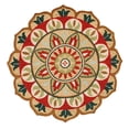 thumbnail image 1 of 4' Red Round Wool Floral Hand Tufted Area Rug, 1 of 9