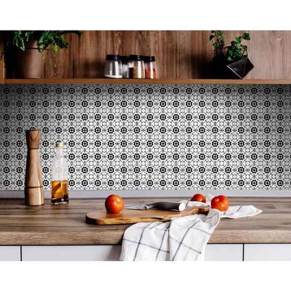 4" X 4" Black and White Gerber Peel and Stick Removable Tiles