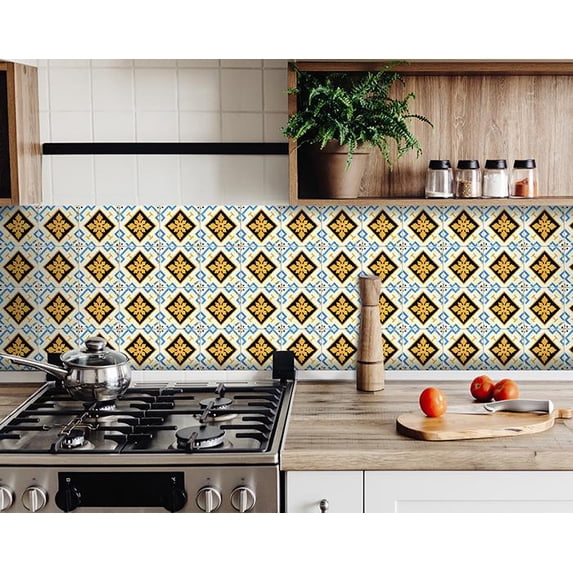 4" x 4" Gold Snowflake Peel and Stick Removable Tiles