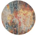 thumbnail image 1 of 4' X 4' Multicolor Round Abstract Power Loom Non Skid Area Rug, 1 of 5