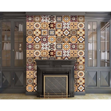 4" X 4" Shades Of Brown Mosaic Peel And Stick Removable Tiles