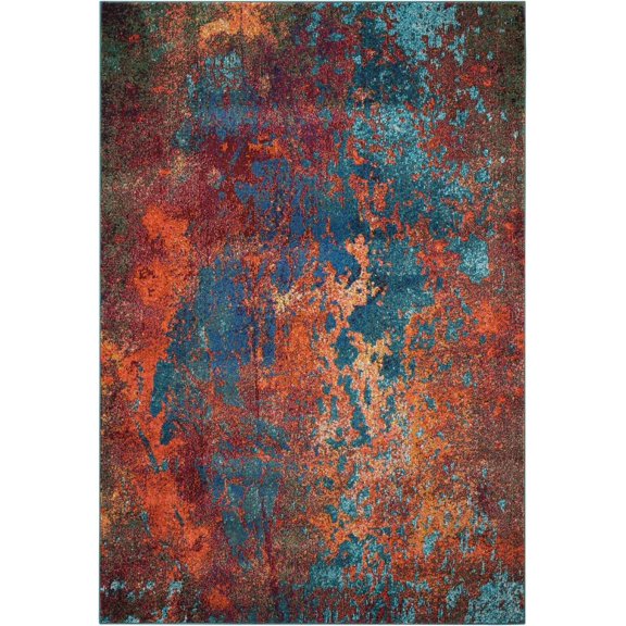 4' X 6' Atlantic Abstract Power Loom Non Skid Area Rug