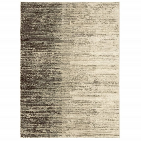 HomeRoots 4' X 6' Beige And Grey Abstract Power Loom Stain Resistant Area Rug