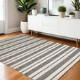 thumbnail image 1 of HomeRoots 4' X 6' Black And White Striped Dhurrie Hand Woven Stain Resistant Area Rug, 1 of 8