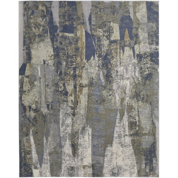 HomeRoots 4' X 6' Blue Gray And Tan Abstract Power Loom Distressed Area Rug