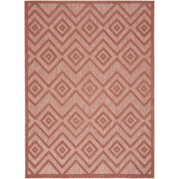 4' X 6' Coral Orange Argyle Indoor Outdoor Area Rug