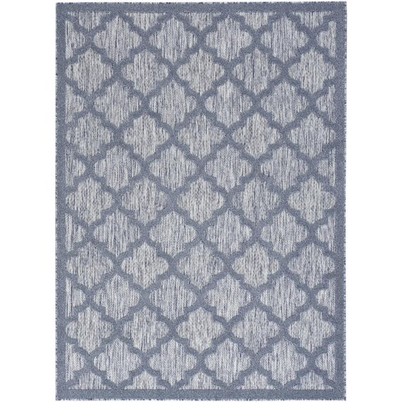4' X 6' Denim Blue Ikat Indoor Outdoor Area Rug