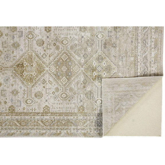 HomeRoots 4' X 6' Gold And Ivory Floral Area Rug