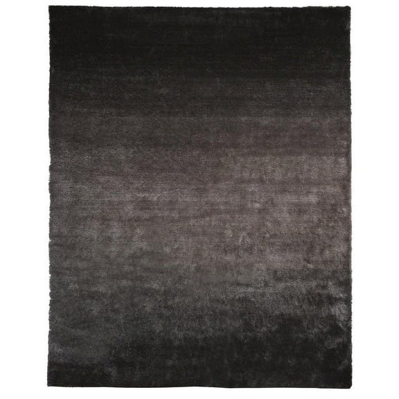 HomeRoots 4' X 6' Gray And Black Shag Tufted Handmade Area Rug