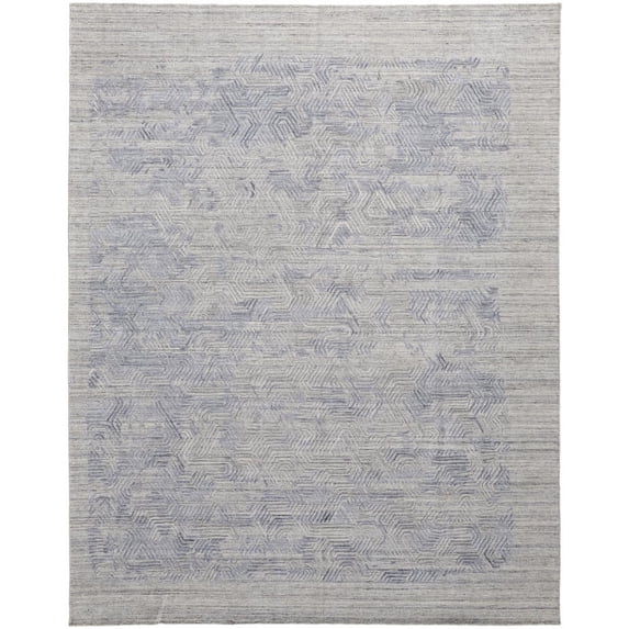 4' X 6' Gray And Blue Abstract Hand Woven Distressed Area Rug
