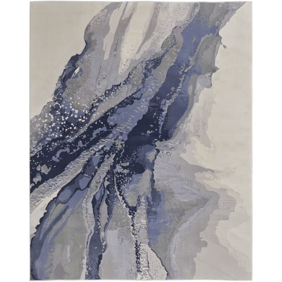 4' x 6' Gray and Ivory Abstract Power Loom Area Rug
