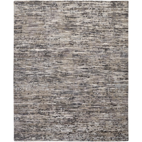 4' X 6' Gray Blue And Silver Wool Abstract Hand Knotted Area Rug