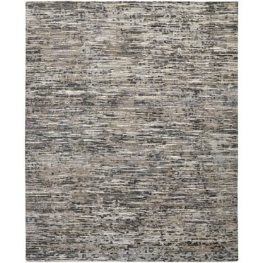 HomeRoots 4' X 6' Gray Blue And Silver Wool Abstract Hand Knotted Area Rug
