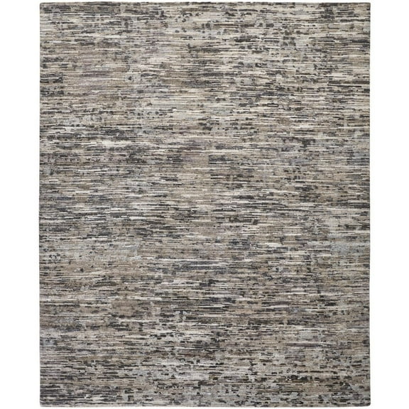 HomeRoots 4' X 6' Gray Blue And Silver Wool Abstract Hand Knotted Area Rug