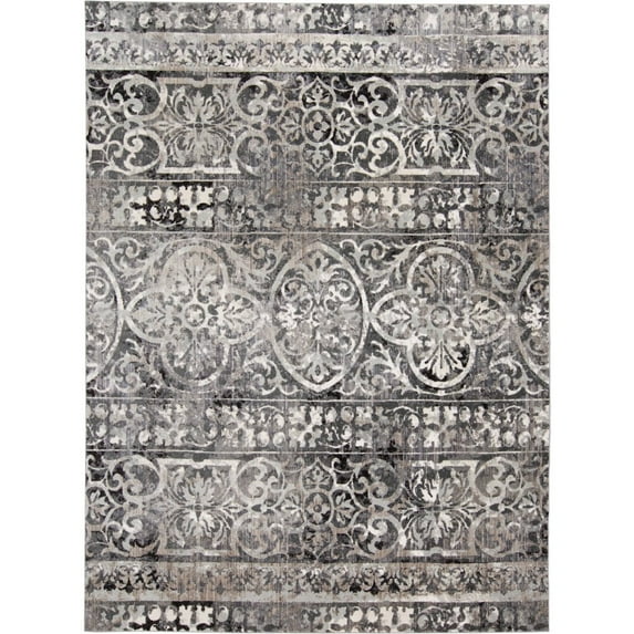 HomeRoots 4' X 6' Gray Ivory And Taupe Abstract Stain Resistant Area Rug