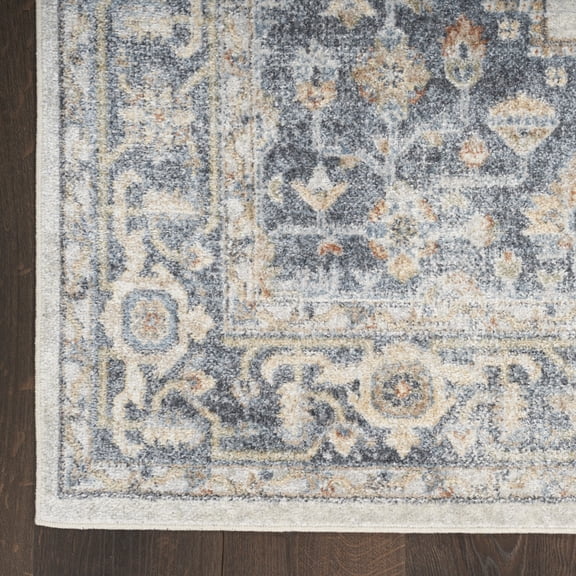 4' X 6' Gray Oriental Power Loom Distressed Washable Area Rug