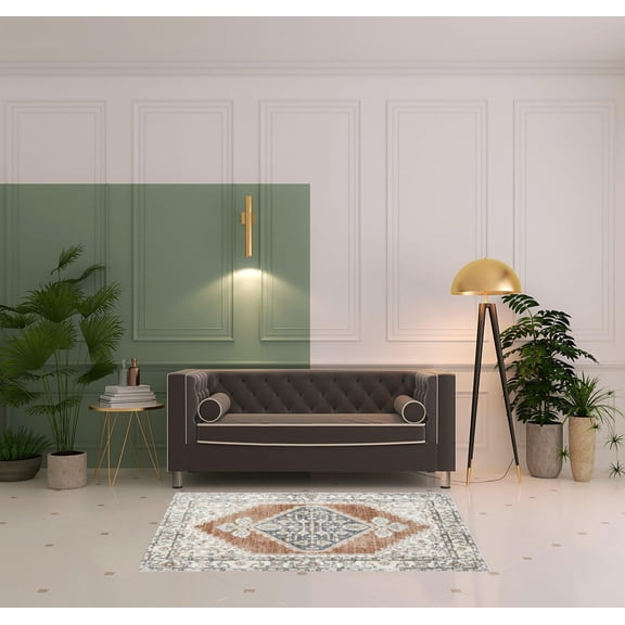 4' X 6' Gray Oriental Power Loom Distressed Washable Area Rug