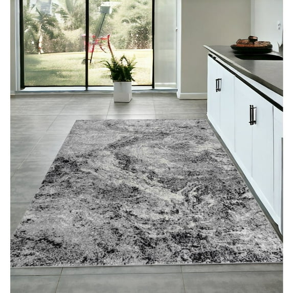 4' X 6' Grey Abstract Area Rug