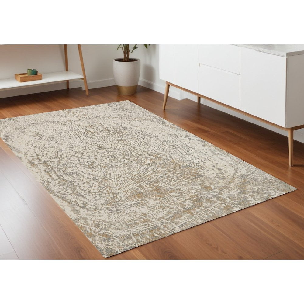 HomeRoots 4' X 6' Ivory Tan And Gray Abstract Area Rug - Walmart.com
