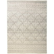 HomeRoots 4' X 6' Ivory Tan And Gray Geometric Hand Knotted Area Rug