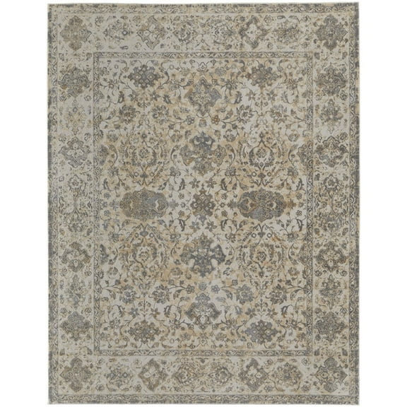 4' X 6' Ivory Tan And Gray Power Loom Area Rug