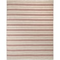 thumbnail image 1 of 4' X 6' Red And Ivory Striped Dhurrie Hand Woven Stain Resistant Area Rug, 1 of 10