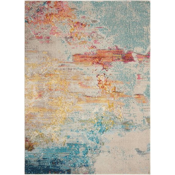 HomeRoots 480144 4 x 6 ft. Sealife Abstract Power Loom Non Skid Rectangle Area Rug