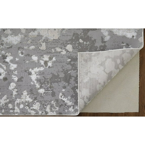 4' X 6' Silver Gray And White Abstract Area Rug