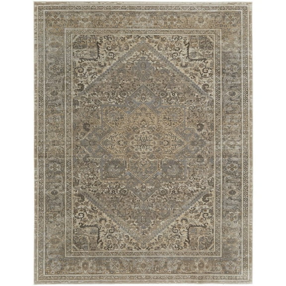 HomeRoots 4' X 6' Tan Brown And Ivory Floral Power Loom Distressed Area Rug
