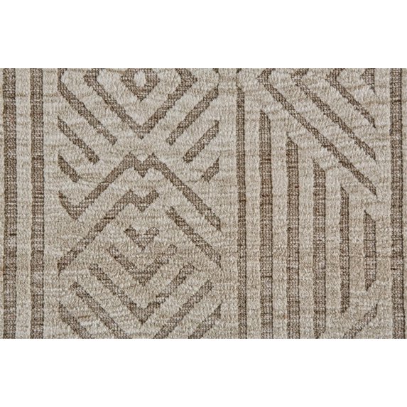 4' X 6' Tan Ivory And Brown Geometric Stain Resistant Area Rug