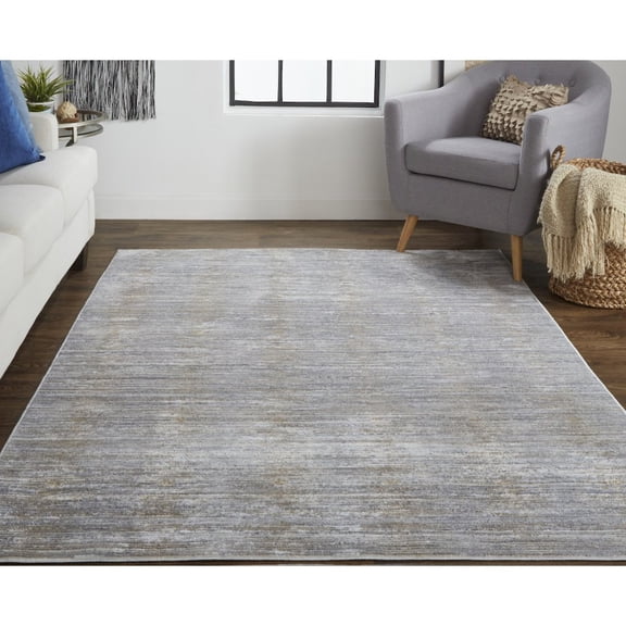 4' X 6' Taupe Silver And Tan Abstract Power Loom Area Rug