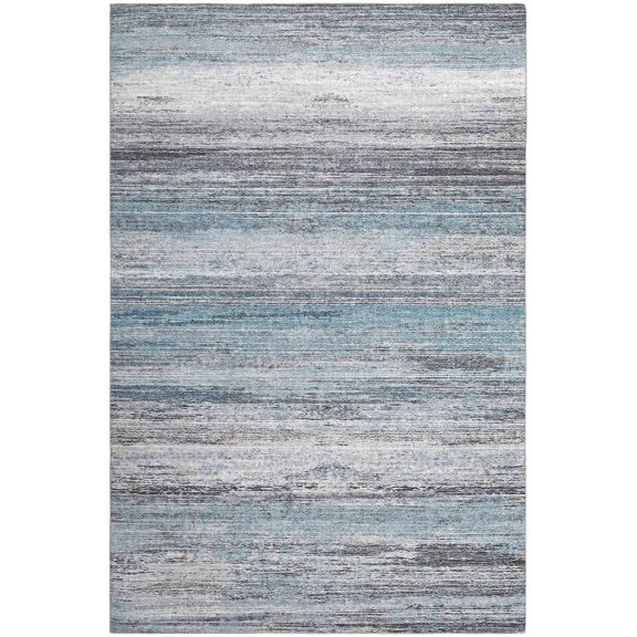 4' X 6' Turquoise and Gray Abstract Stain Resistant Area Rug