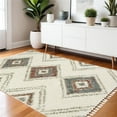 thumbnail image 1 of HomeRoots 574657 4 x 5 ft. Southwestern Shag Rectangle Area Rug with Fringe, Ivory, Red & Orange, 1 of 1
