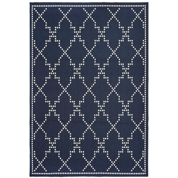 HomeRoots 507070 4 x 6 ft. Navy Geometric Stain Resistant Indoor & Outdoor Rectangle Area Rug