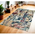thumbnail image 1 of 4' X 6' Cream Blue and Green Abstract Distressed Area Rug, 1 of 5