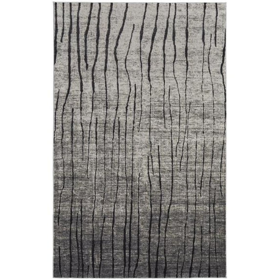 HomeRoots 565959 4 x 6 ft. Abstract Power Loom Rectangle Area Rug, Gray & Black