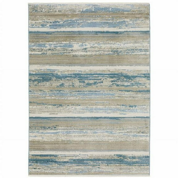 HomeRoots  4 x 6 ft. Abstract Power Loom Stain Resistant Area Rug with Fringe - Multi Color