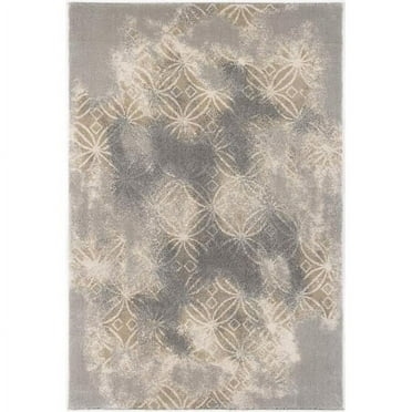 HomeRoots  4 x 6 ft. Abstract Power Loom Stain Resistant Rectangle Area Rug - Light Grey