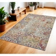 thumbnail image 1 of HomeRoots 550917 4 x 6 ft. Floral Distressed Non Skid Rectangle Area Rug, Ivory, Gray & Orange, 1 of 1