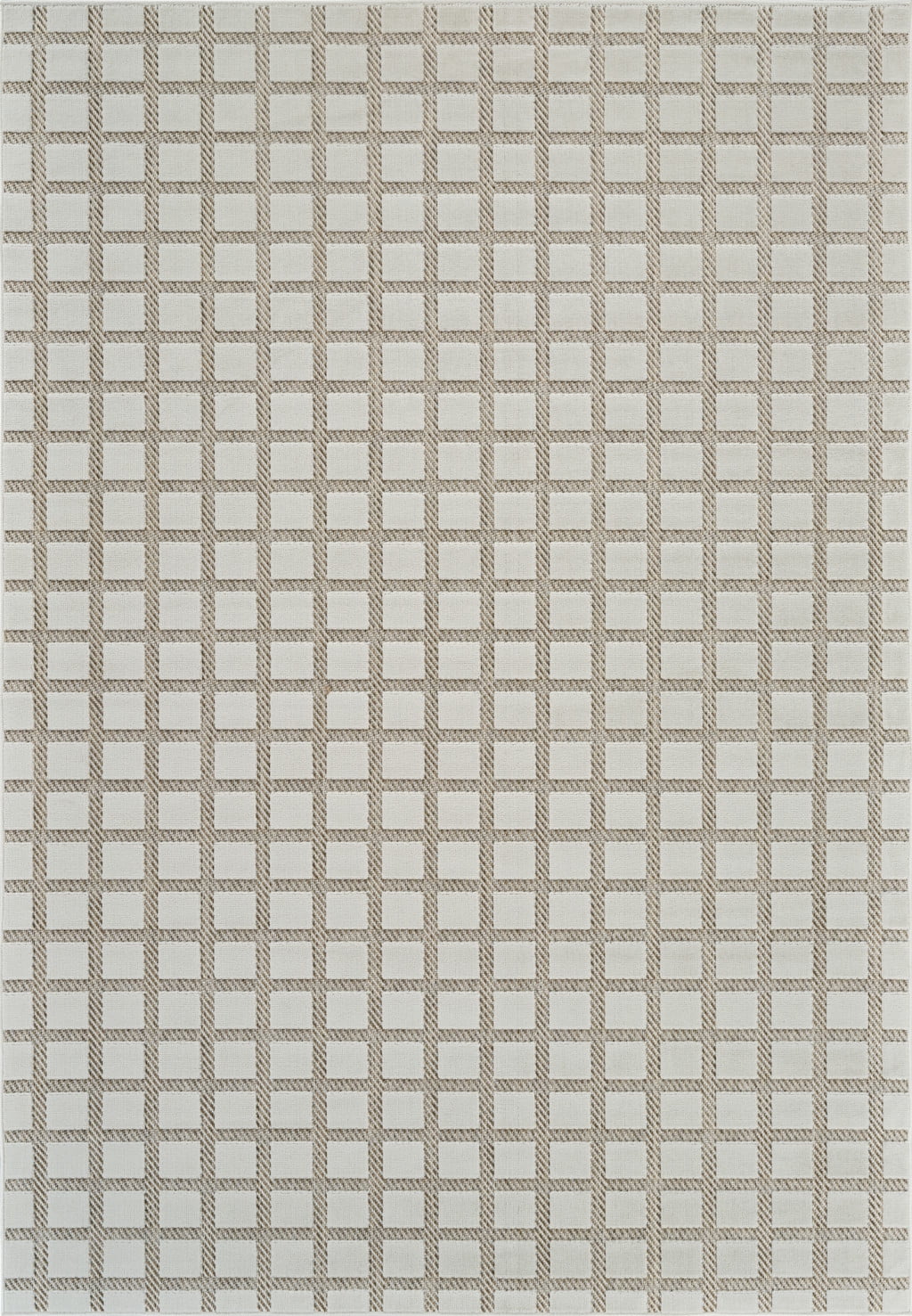 4' X 6' Cream and Beige Geometric Distressed Indoor Outdoor Area Rug
