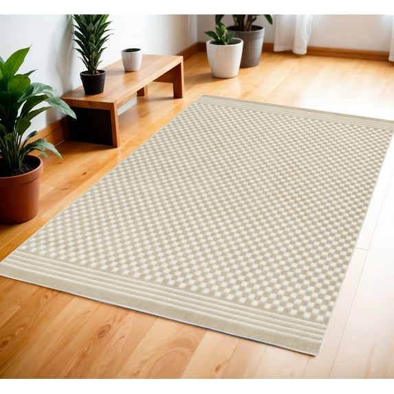 HomeRoots 572469 4 x 6 ft. Geometric Rectangle Area Rug, Beige