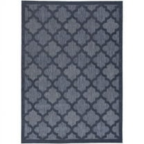 HomeRoots  4 x 6 ft. Navy Blue Ikat Indoor & Outdoor Rectangle Area Rug - Blue