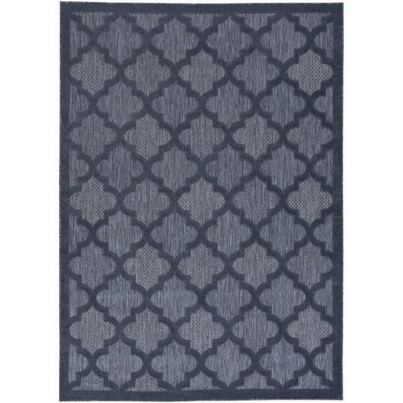 HomeRoots 4 x 6 ft. Navy Blue Ikat Indoor & Outdoor Rectangle Area Rug - Blue