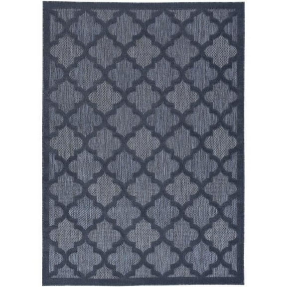 HomeRoots  4 x 6 ft. Navy Blue Ikat Indoor & Outdoor Rectangle Area Rug - Blue