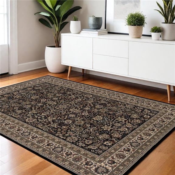 HomeRoots 574342 4 x 6 ft. Oriental Rectangle Area Rug, Black & Ivory