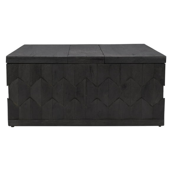 HomeRoots 40" Dark Gray Solid Wood Square Distressed Coffee Table