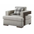 thumbnail image 1 of 40" Light Gray Fabric And Walnut Arm Chair, 1 of 8